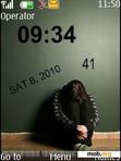 Download mobile theme Alone Girl Clock