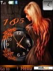 Скачать тему Fire Girl Clock With New Icons