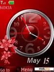 Download mobile theme Red Analog Clock With Icons