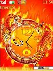 Download mobile theme Fiery tiger clock