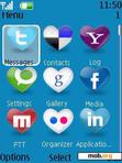 Скачать тему social site hearted icons with  tones