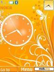 Скачать тему Orange Clock With Icons