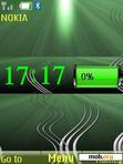 Скачать тему Green Battery Clock With Icons