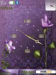 Download mobile theme Purple Roses Clock With Icons