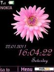 Download mobile theme Pink Flower Clock With Icons