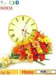 Download mobile theme Flowers Clock With Icons