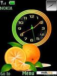 Скачать тему Orange Clock With Icons