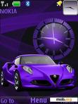 Download mobile theme Purple Car Clock WIth Icons