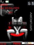 Download mobile theme Woman Clock Black & Red