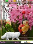 Download mobile theme white cat animated