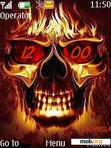 Download mobile theme Animated Fire Skull Clock By ACAPELLA