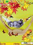 Download mobile theme autumn cat animated