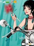 Download mobile theme girl motorcyclist.stuck04