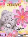 Download mobile theme bear and flower