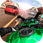 Moto rider in traffic icono