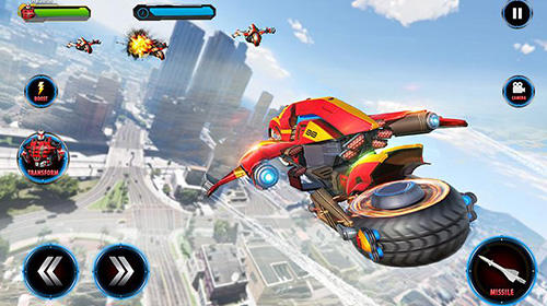 Flying robot bike: Futuristic robot war for Android
