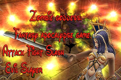 logo Zombie goddess: Fantasy apocalypse game. Attack Fight Slash Evil Slayer
