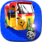 Tuk tuk drive traffic simulator 3D. Rickshaw traffic street racing icon