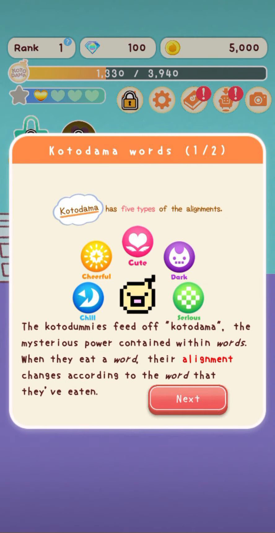 Kotodama Diary: weird words for comical creatures screenshot 1