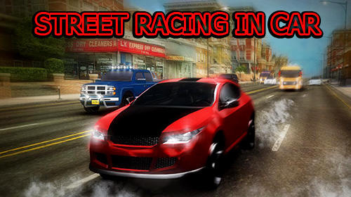 Street racing in car icon