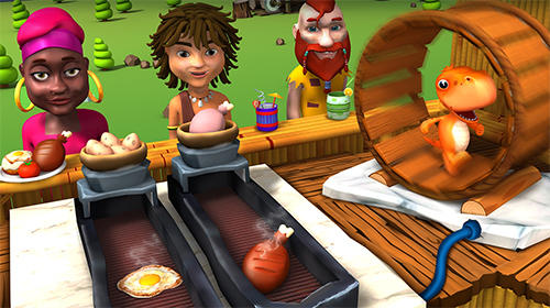 Stone age chef: The crazy restaurant and cooking game скриншот 1