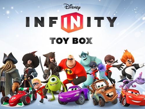 logo Disney infinito: Caja con juguetes