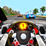 Racing in car turbo icon