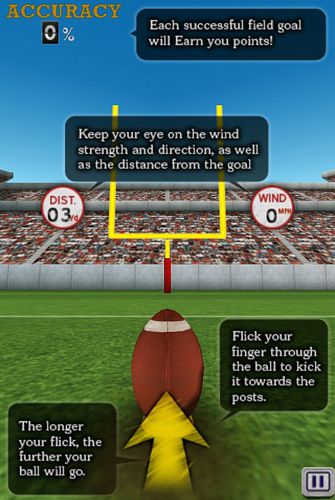 Flick kick field goal for iPhone