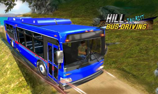 Hill tourist bus driving icon