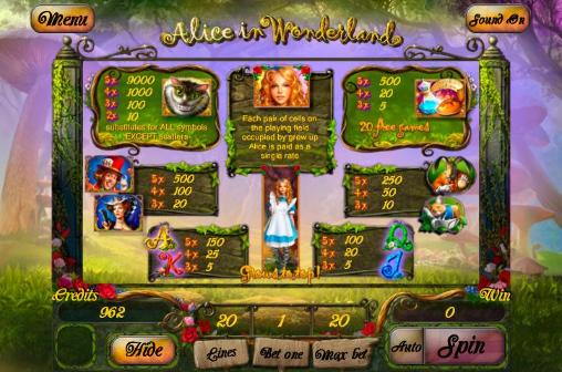 Alice in Wonderland: Slot captura de pantalla 1