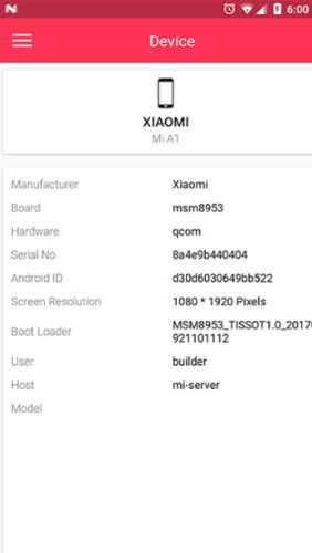 Android app Device info: Hardware & software