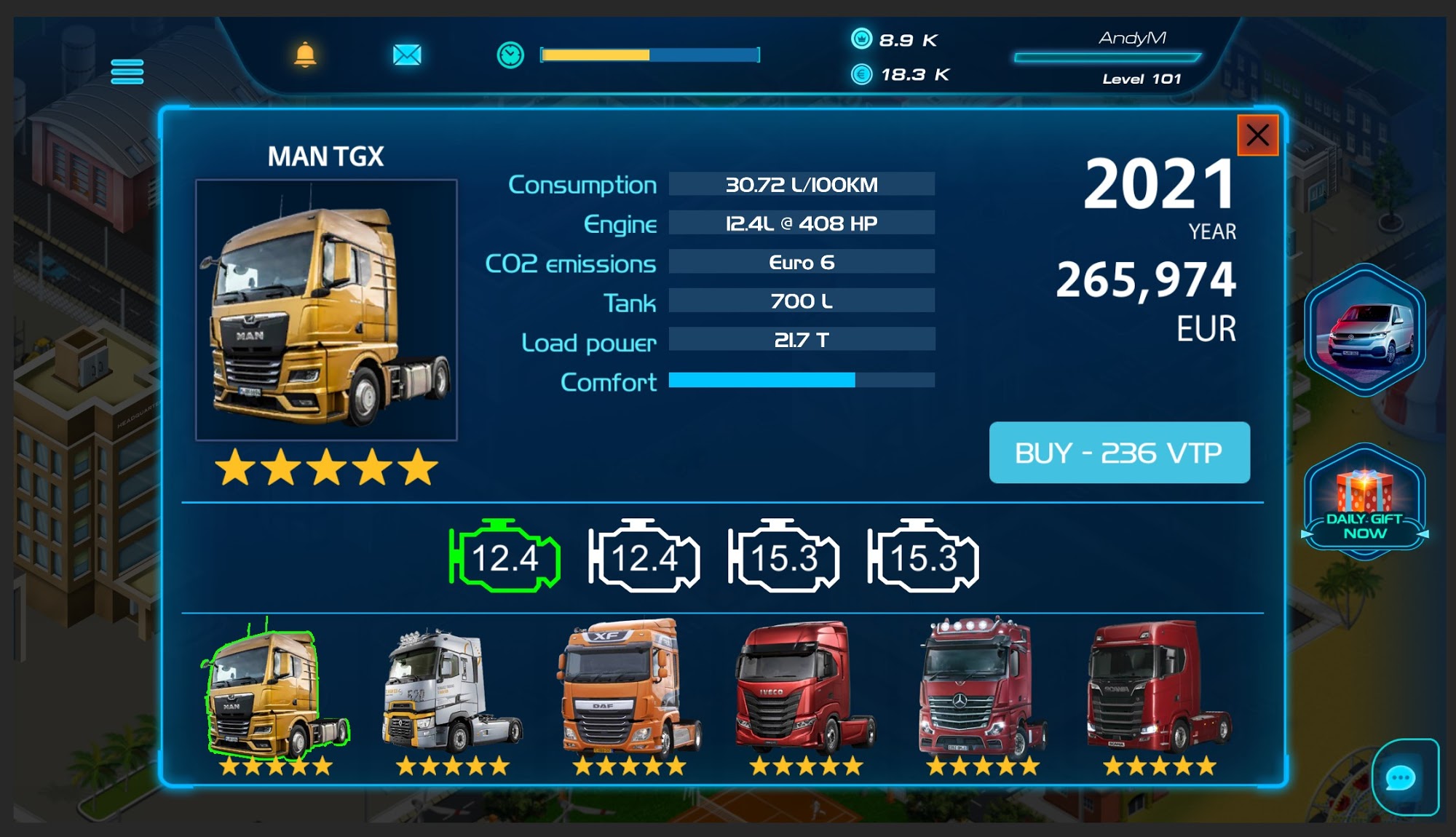 Virtual Truck Manager 2 Tycoon trucking company captura de pantalla 1