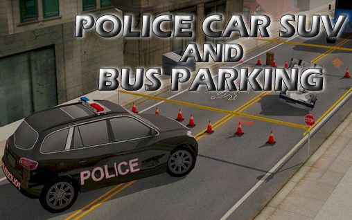 Police car suv and bus parking icono
