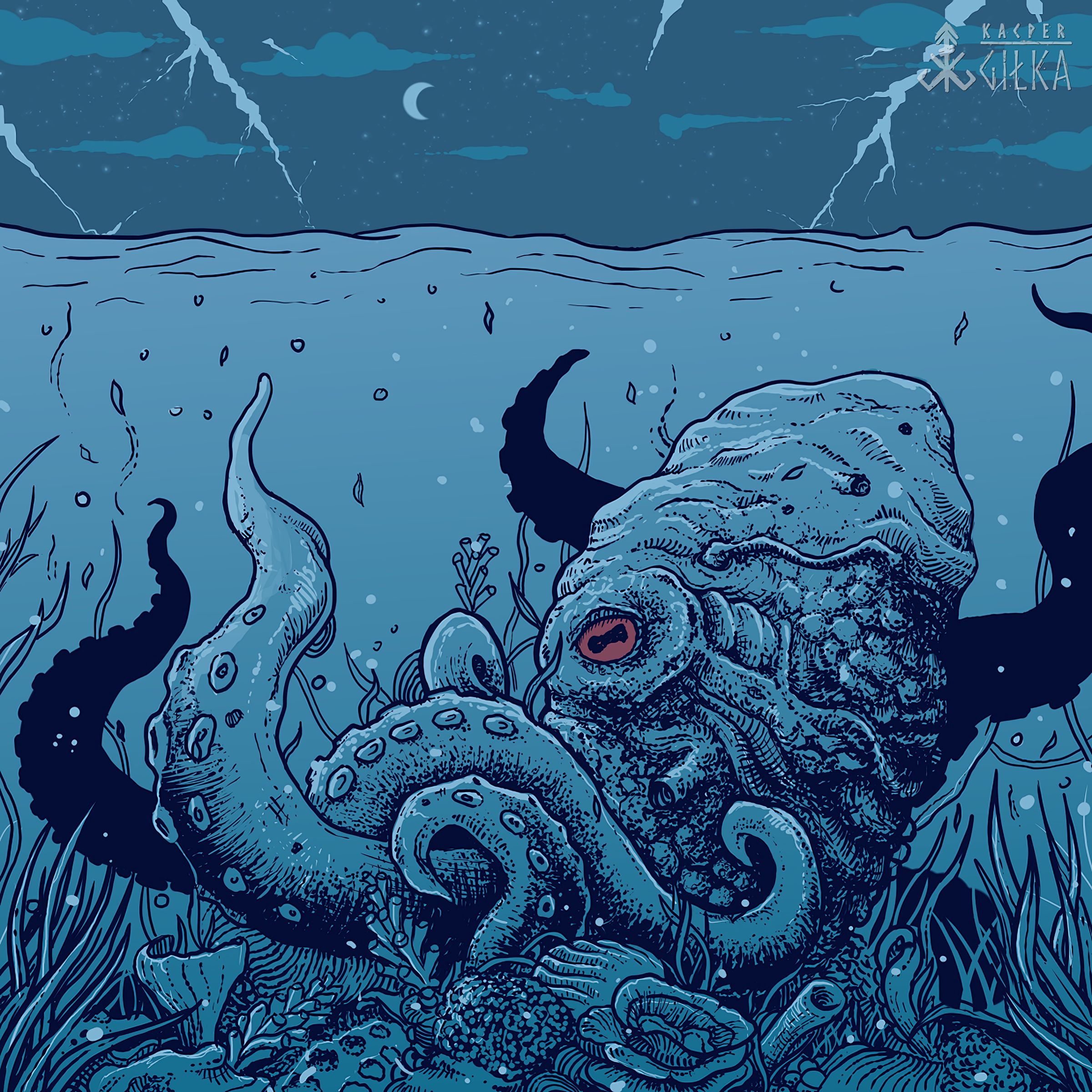 Download mobile wallpaper Vector, Art, Octopus, Underwater World, Tentacles for free.