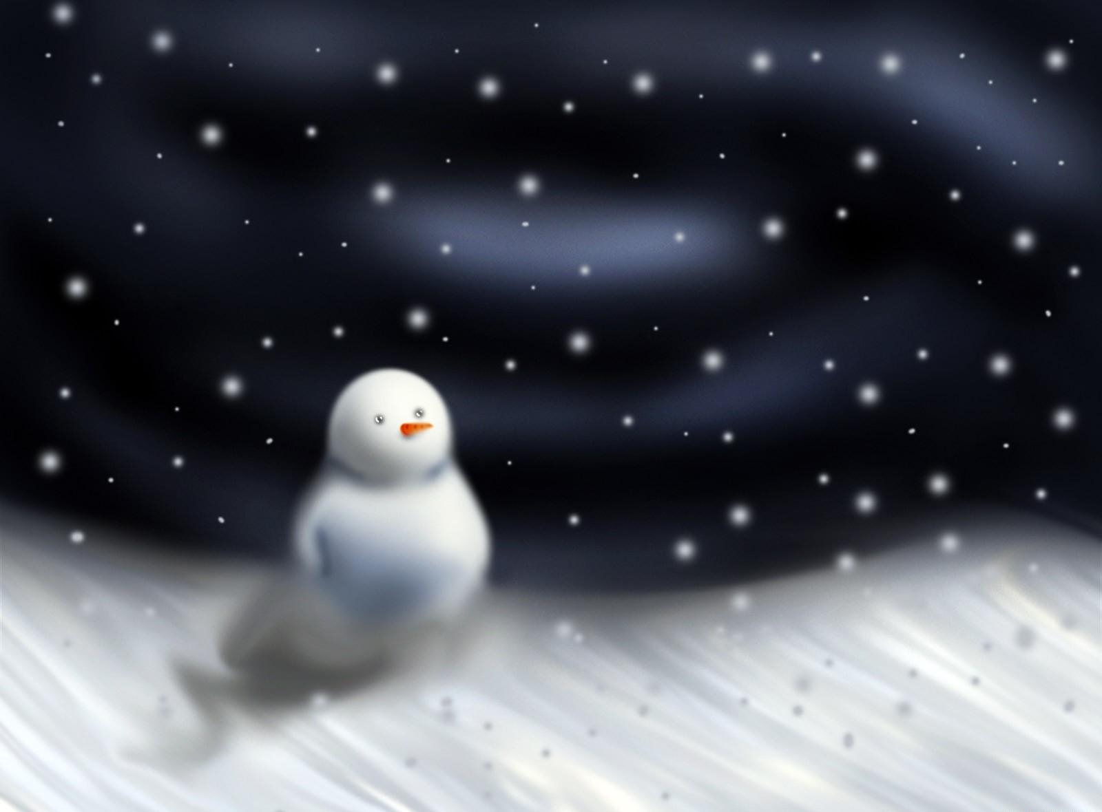 137566 download wallpaper holidays, night, snow, snowman, snowstorm screensavers and pictures for free