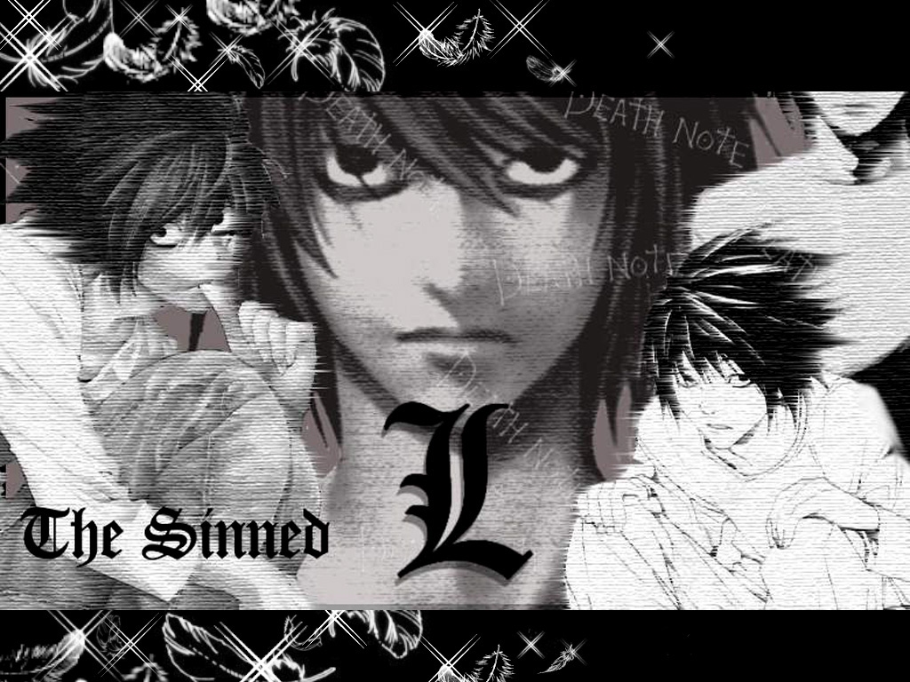 anime, death note, black & white, l (death note) Full HD