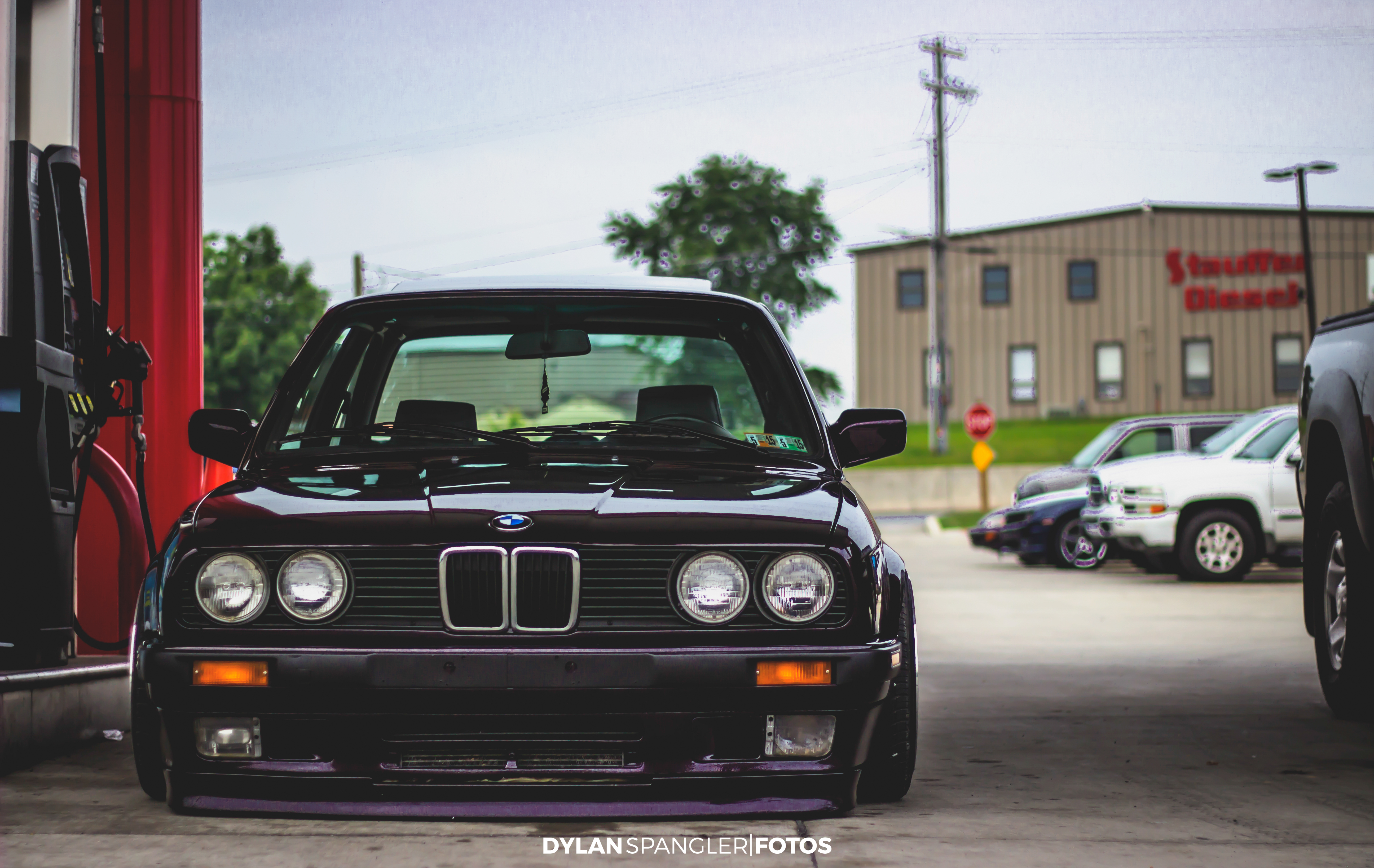 bmw, cars, front bumper, gas station High Definition image