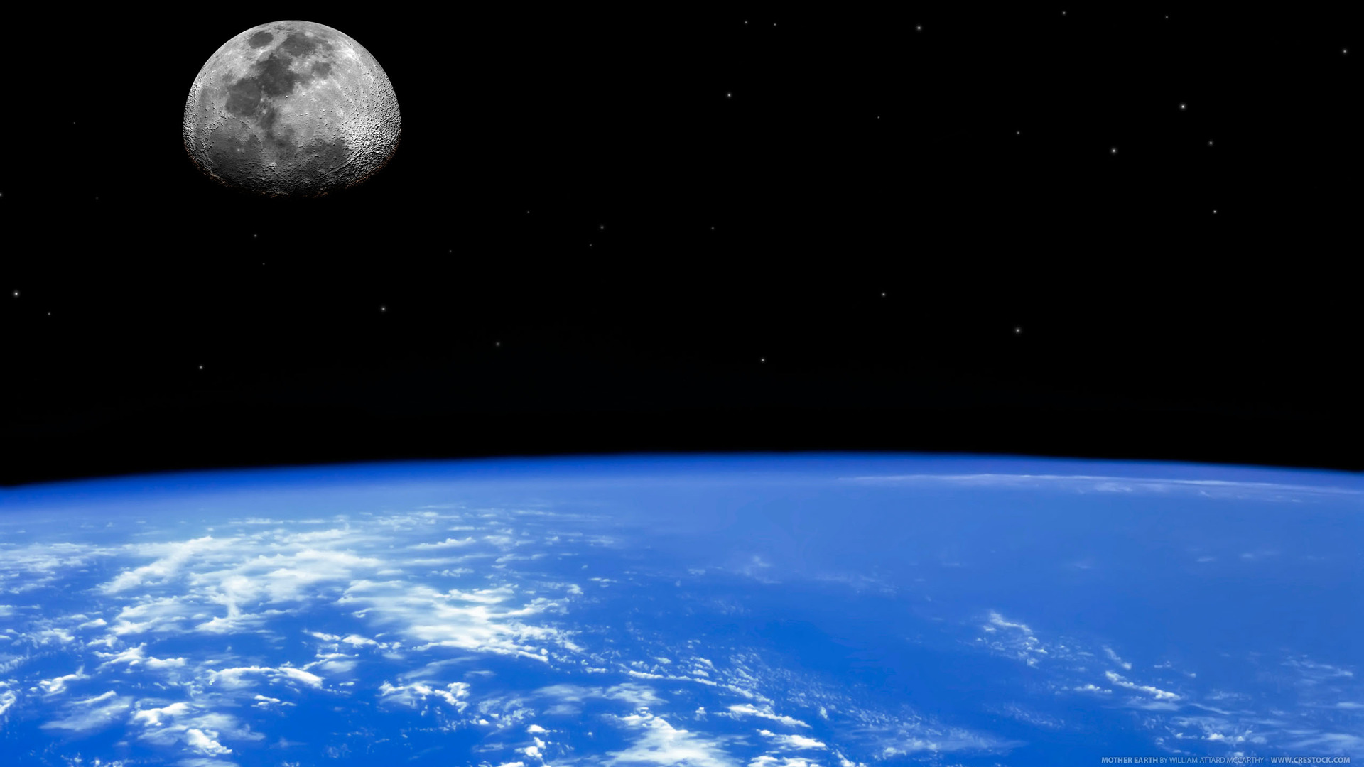 158691壁紙のダウンロード地球, 宇宙から, 地平線, 月, 星, スペース-スクリーンセーバーと写真を無料で