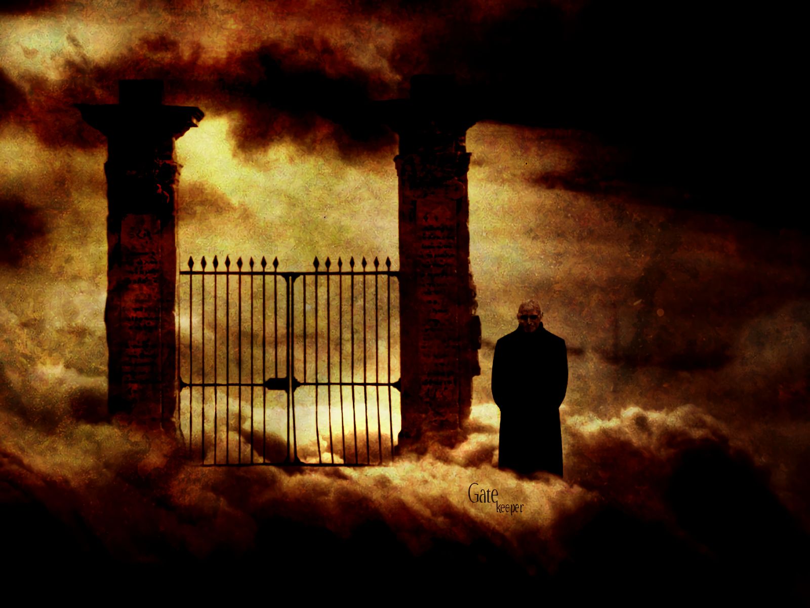gate, men, dark