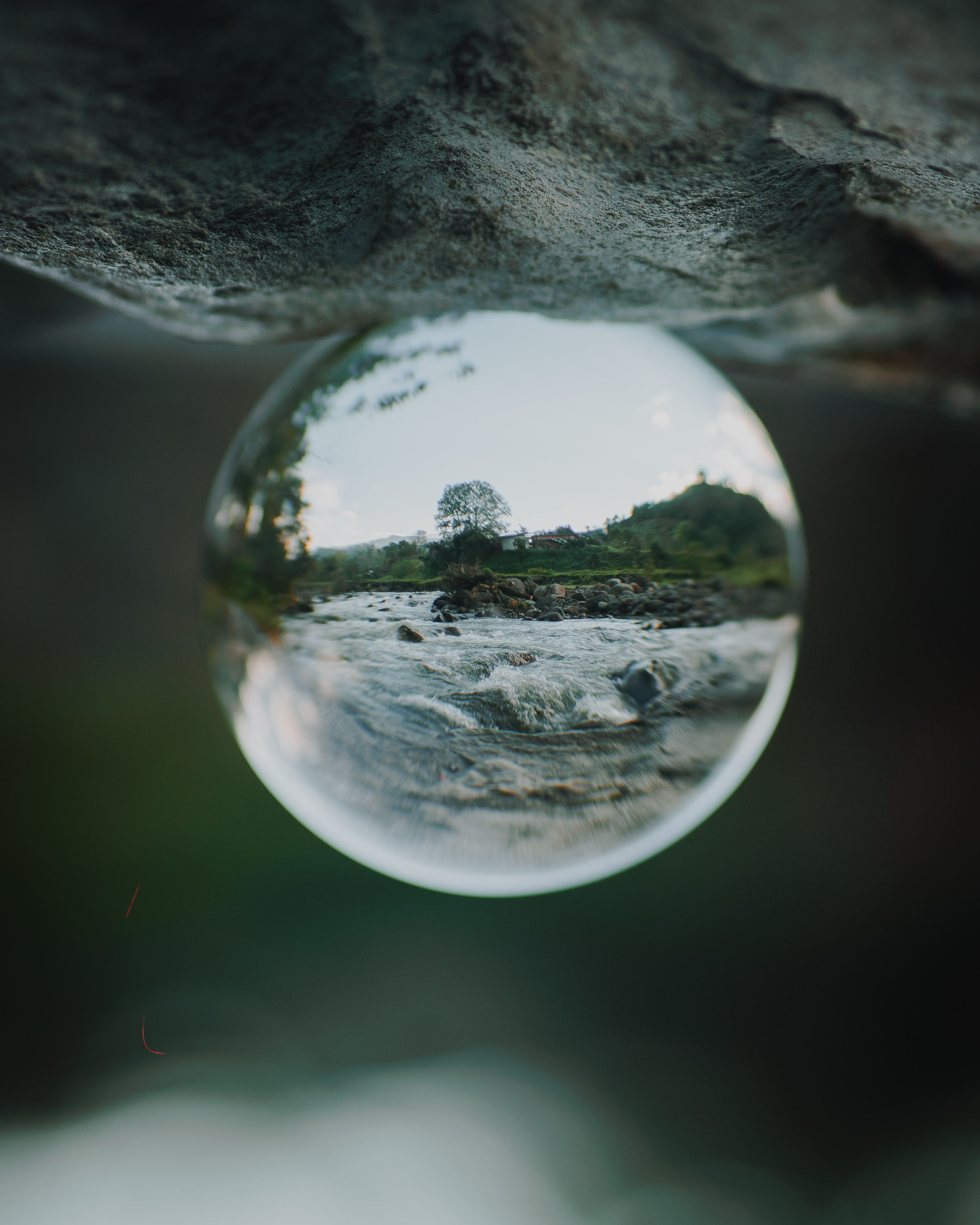crystal ball, ball, rivers, reflection, macro, sphere