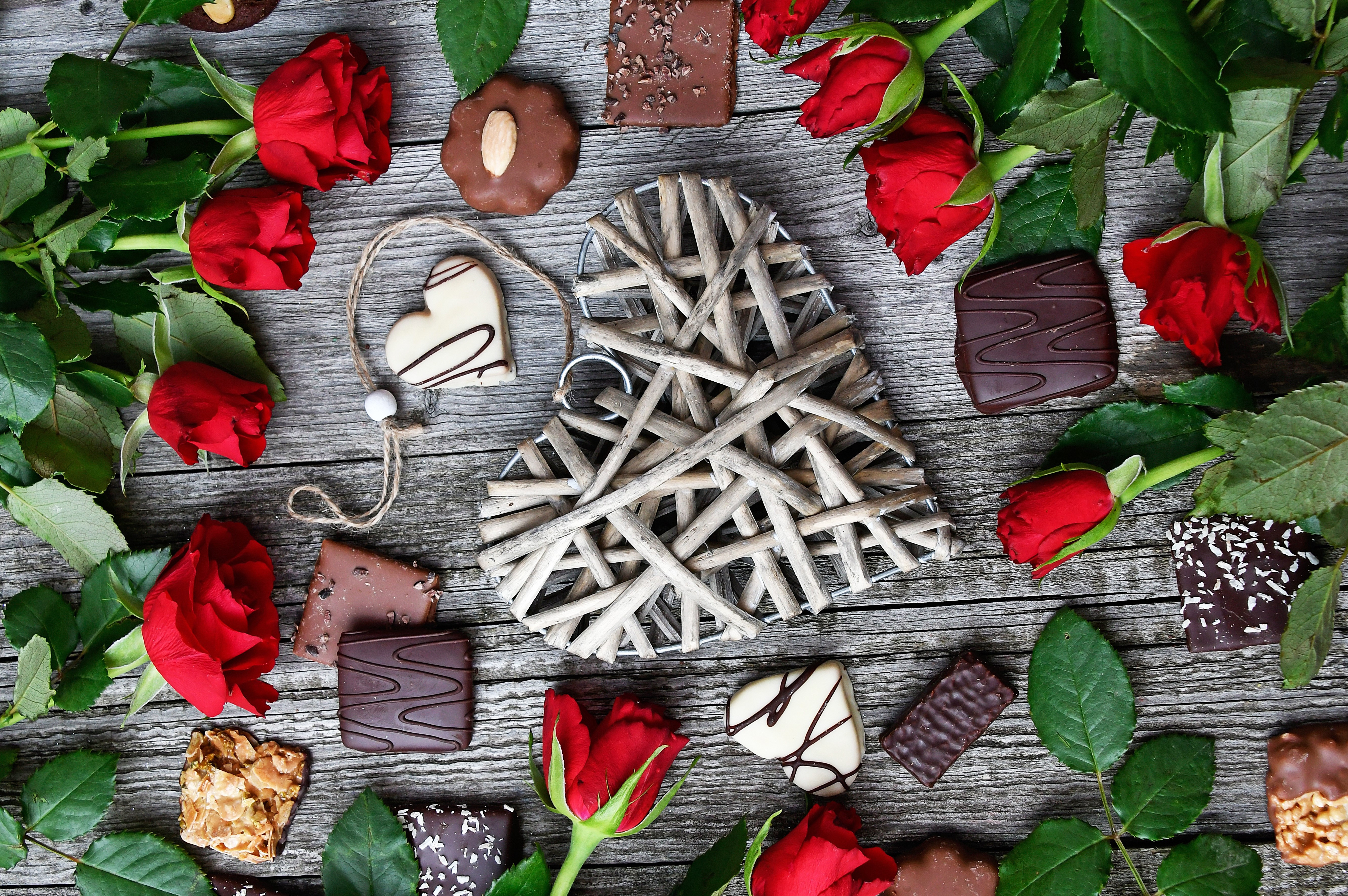 HD desktop wallpaper: Valentine's Day, Chocolate, Still Life, Flower, Rose,  Photography, Red Flower, Heart Shaped download free picture #928062