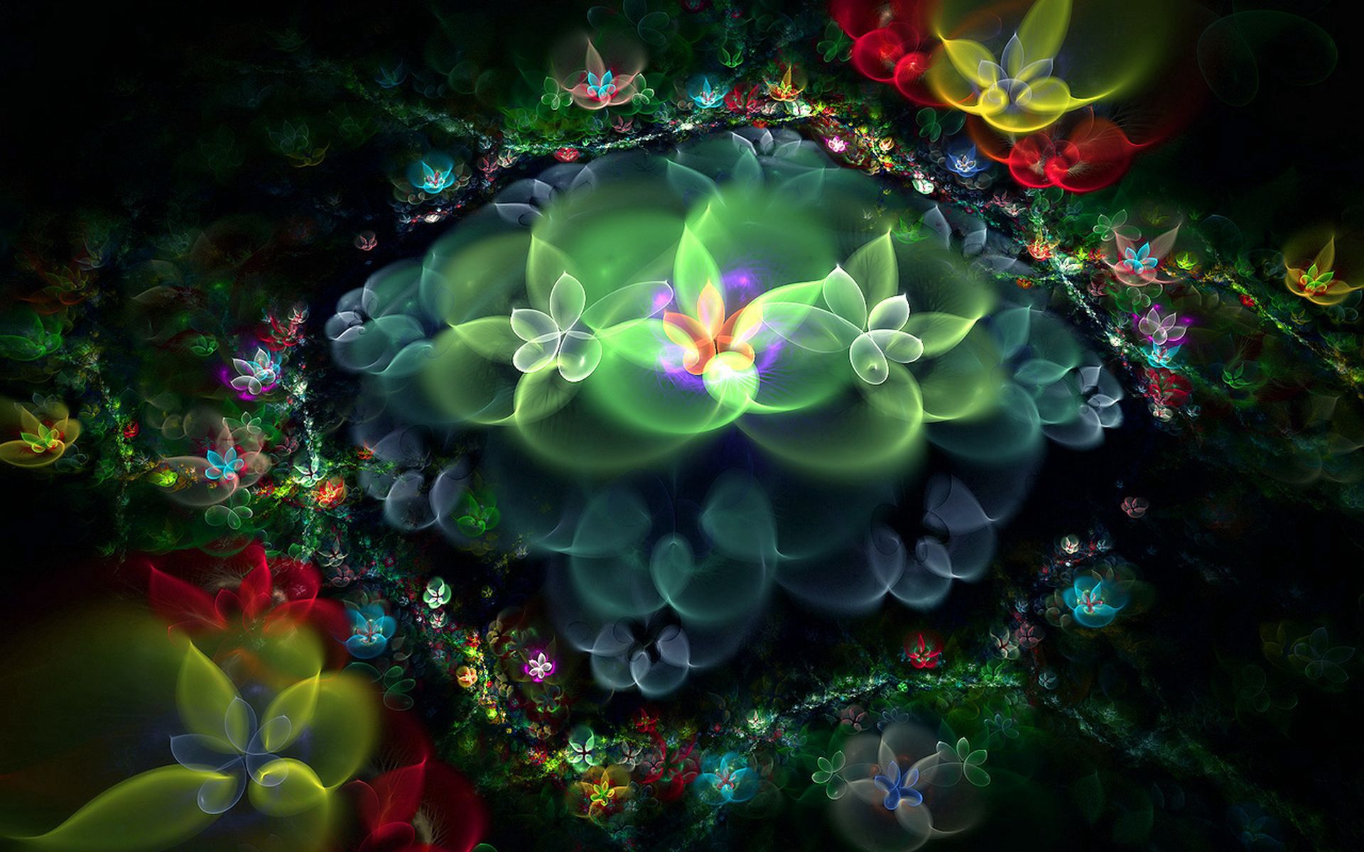 Laden Sie das Fraktale, Abstrakt, Blumen, Hintergrund, Licht, Hell Gefärbt-Bild kostenlos auf Ihren PC-Desktop herunter