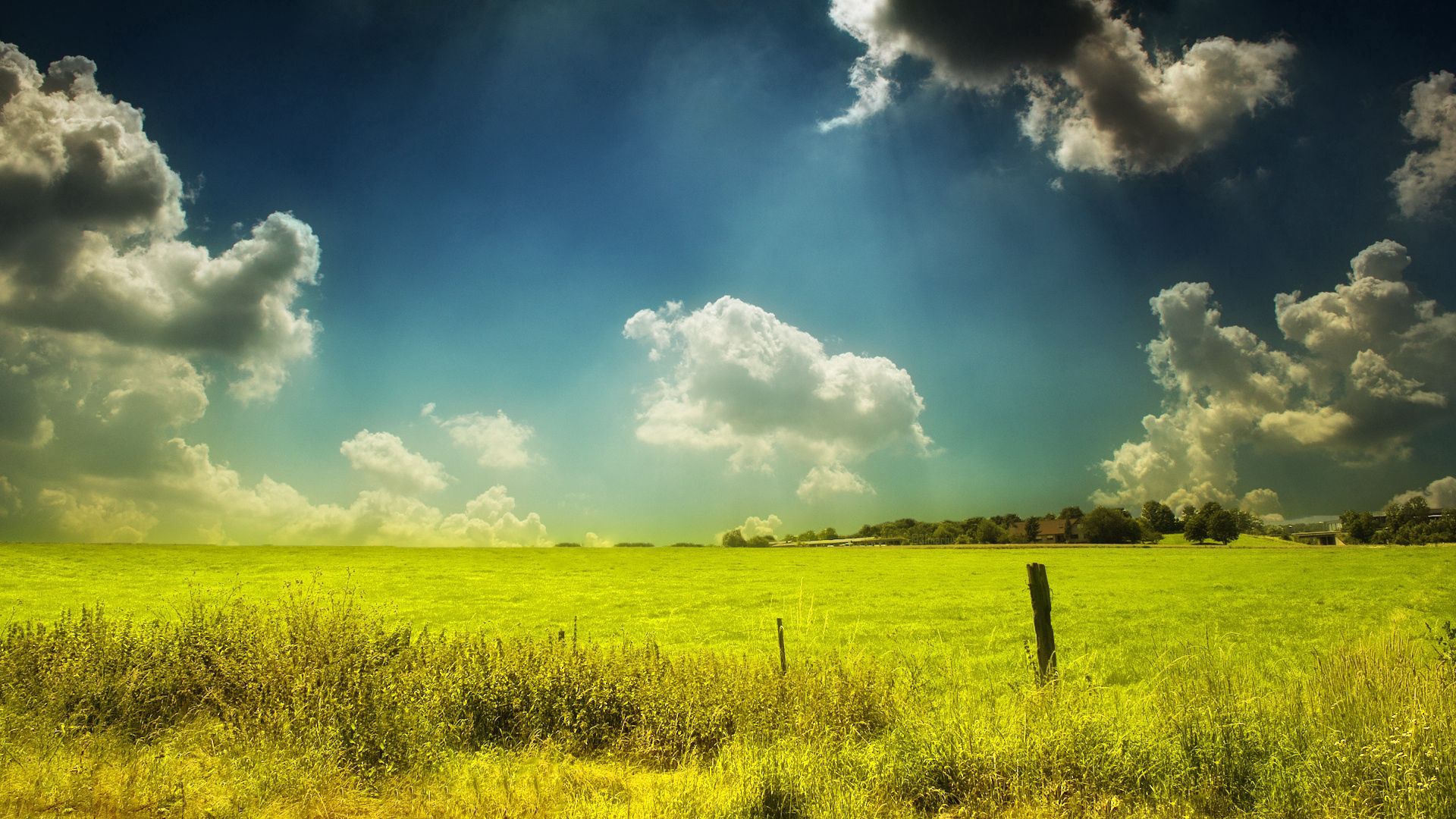 nature, sky, clouds, summer, field, colors, color, paints, day, pasture