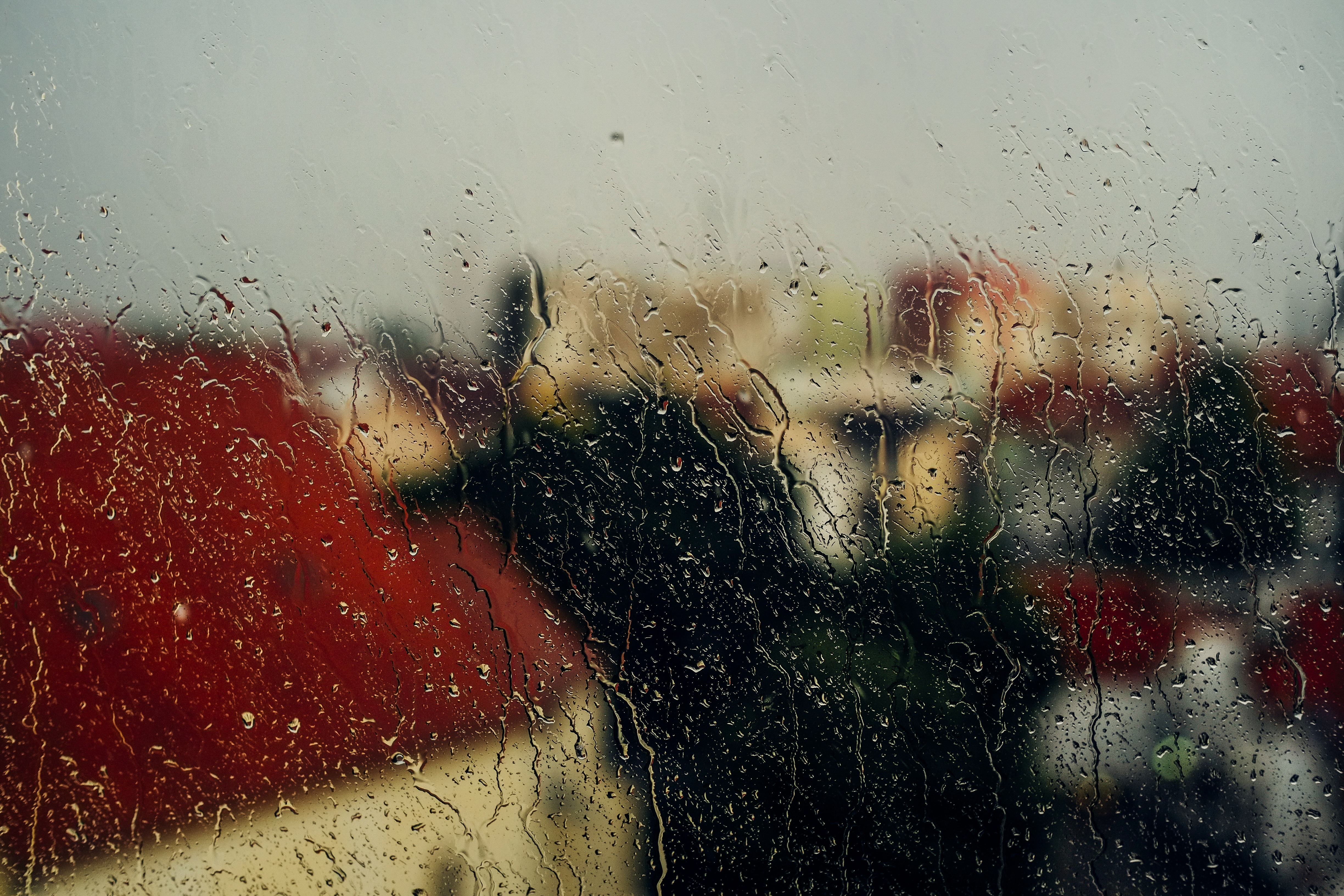 Rain glass, drops, macro, humid 8k Backgrounds