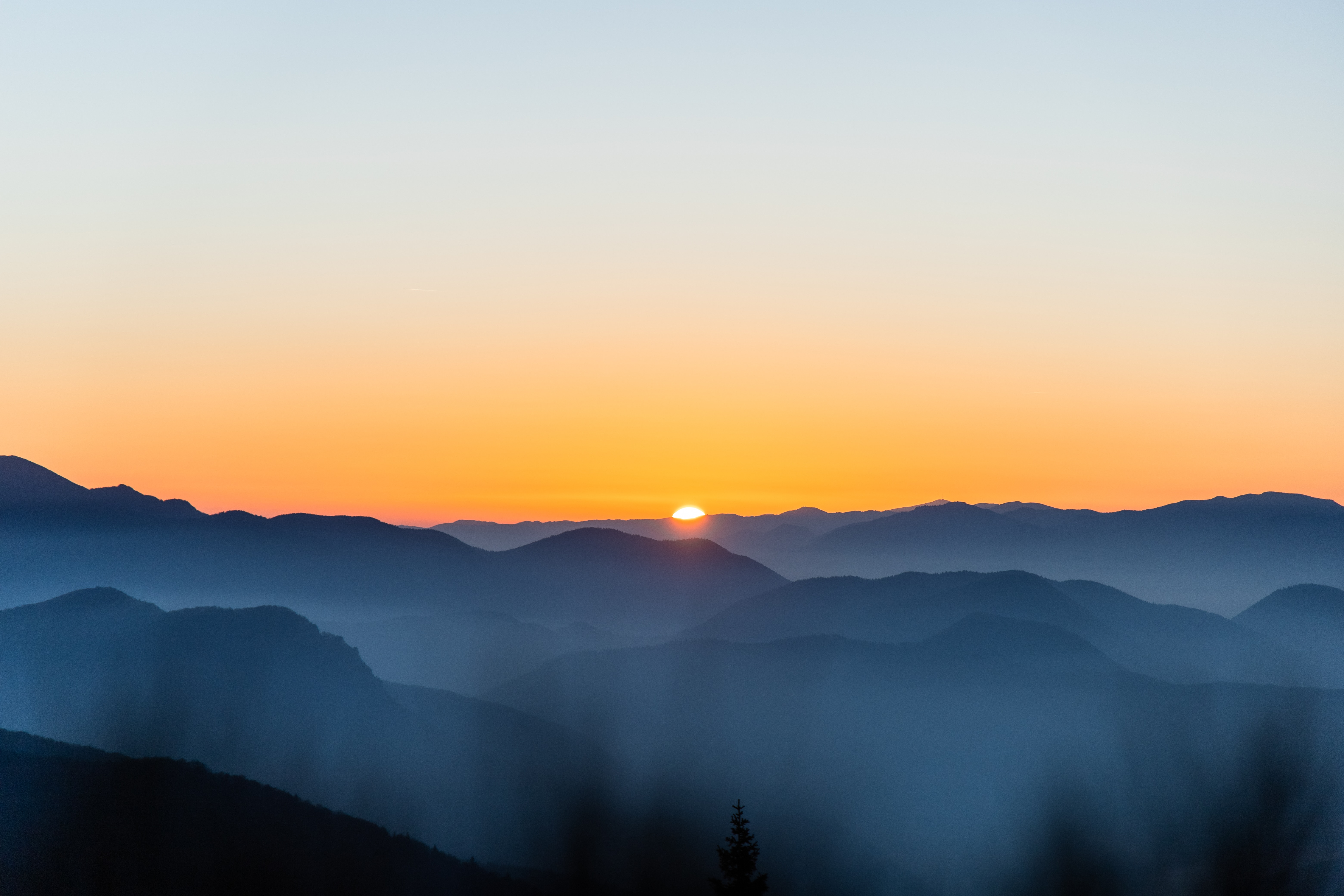 twilight, landscape, mountains, fog Full HD