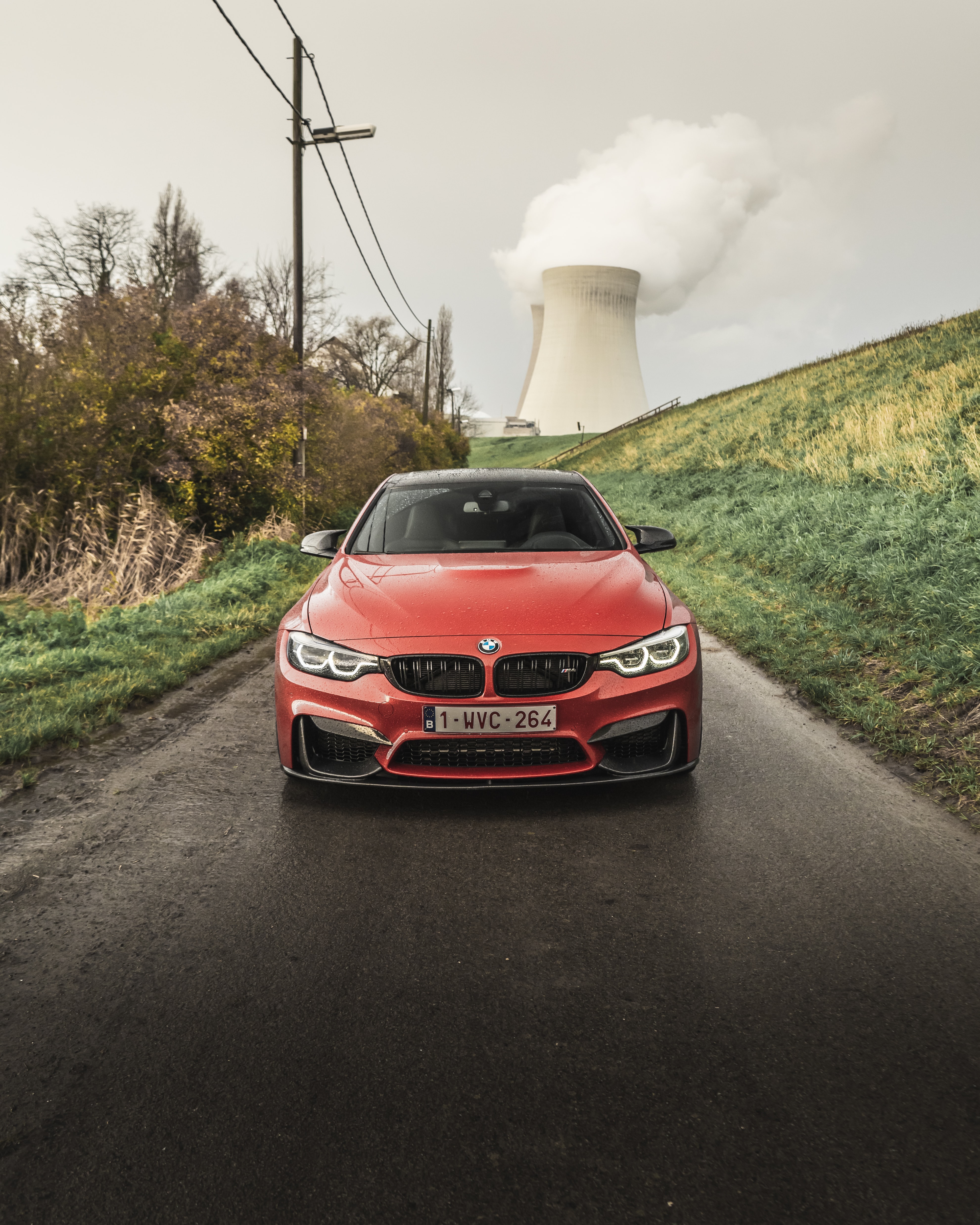 bmw, cars, red, car, front view, bmw m4 HD wallpaper