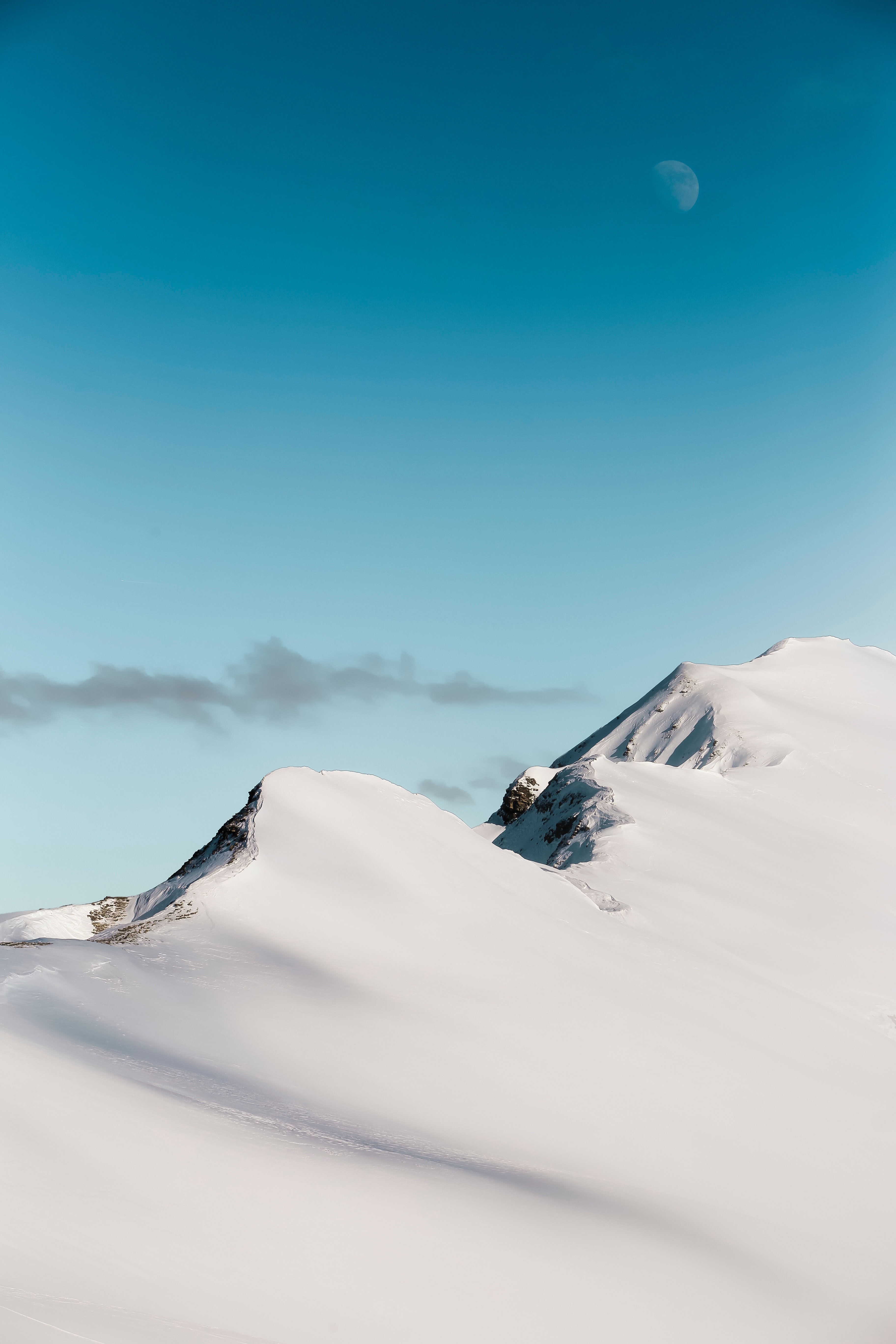winter, sky, snow, mountain, vertex, top, minimalism, cold