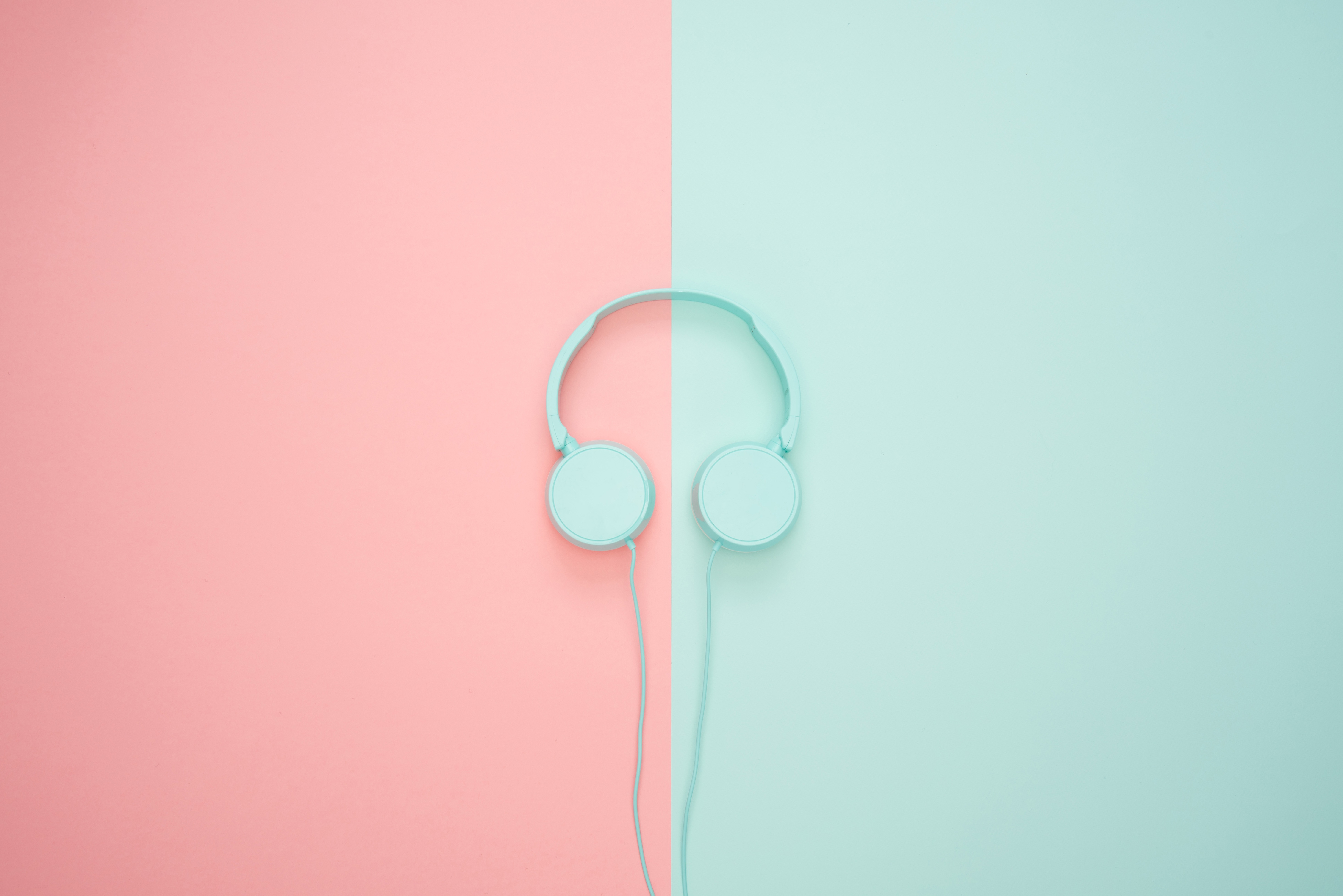 headphones, minimalism, pink, pastel 4K