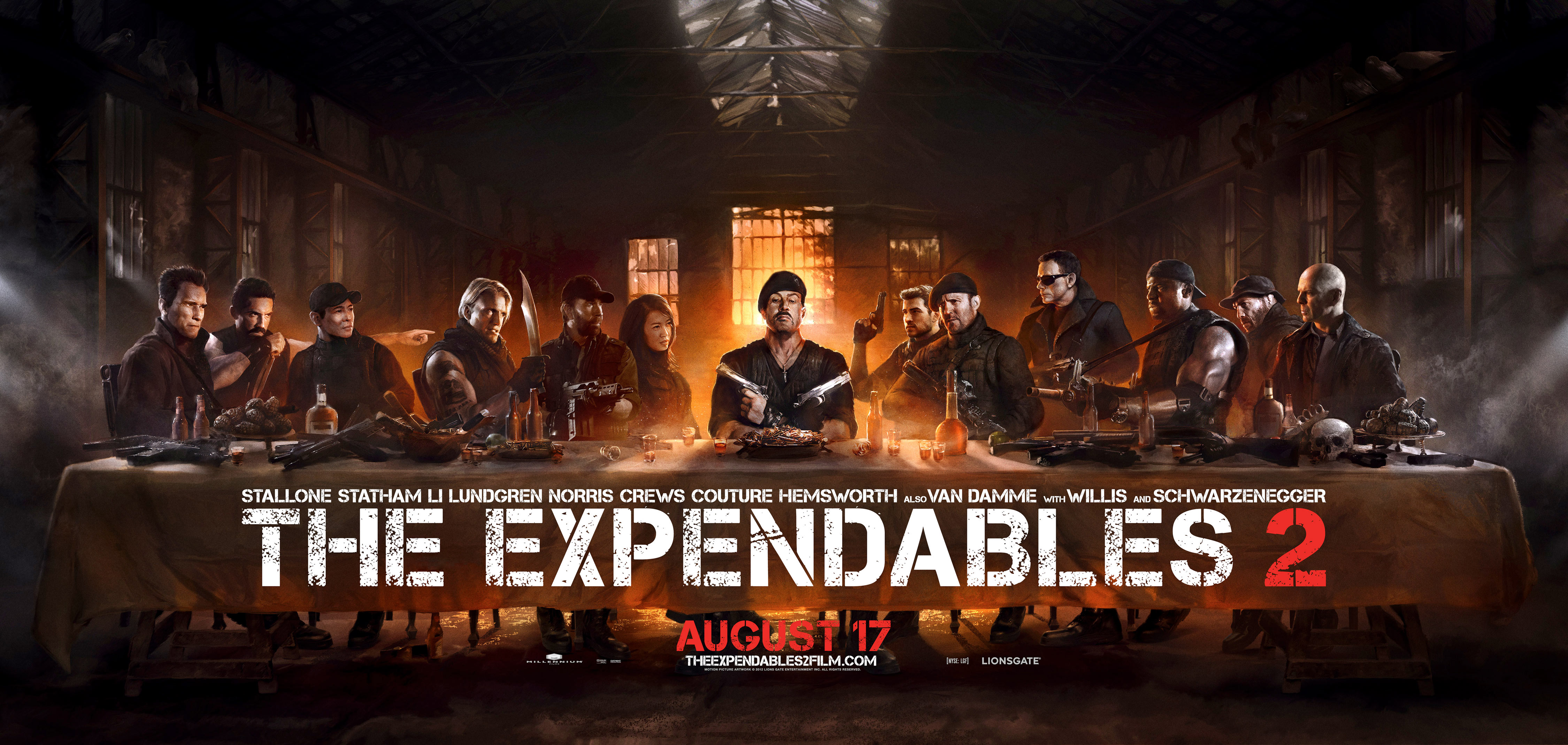 movie, the expendables 2, arnold schwarzenegger, barney ross, billy (the expendables), booker (the expendables), bruce willis, chuck norris, church (the expendables), dolph lundgren, gunnar jensen, hale caesar, jason statham, jean claude van damme, jet li, lee christmas, liam hemsworth, maggie (the expendables), nan yu, randy couture, sylvester stallone, terry crews, toll road, trench (the expendables), vilain (the expendables), yin yang (the expendables), the expendables High Definition image