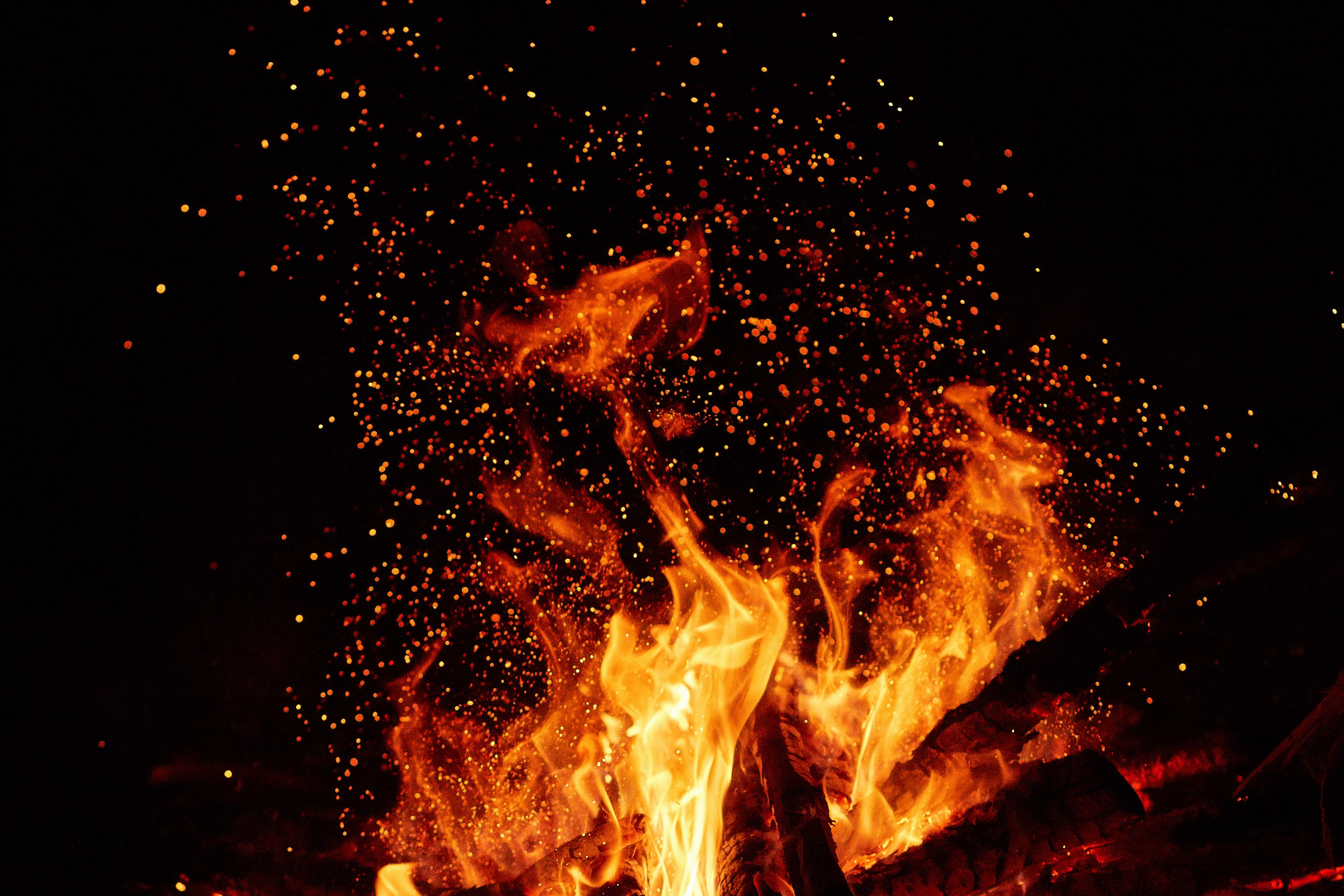 fire, dark, glare, flame, sparks phone wallpaper